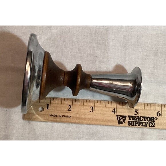 Kromex Teakwood & Metal Taper Candlestick Holders 4.5" MCM USA Vintage - Picture 10 of 14